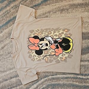 NWT Disney's Minnie Mouse Woman's Short Sleeve Tan Camo T-Shirt. Sz: S